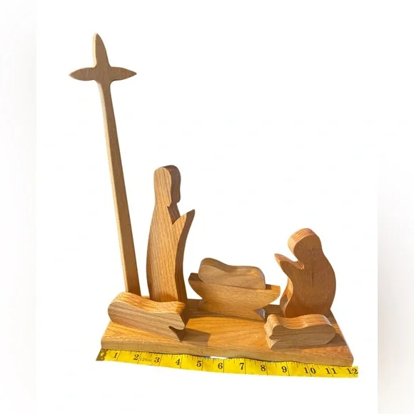 Nativity Oak Wood 8 Pieces Beautiful & Simple Solid oak  Wood hand made - Picture 13 of 15